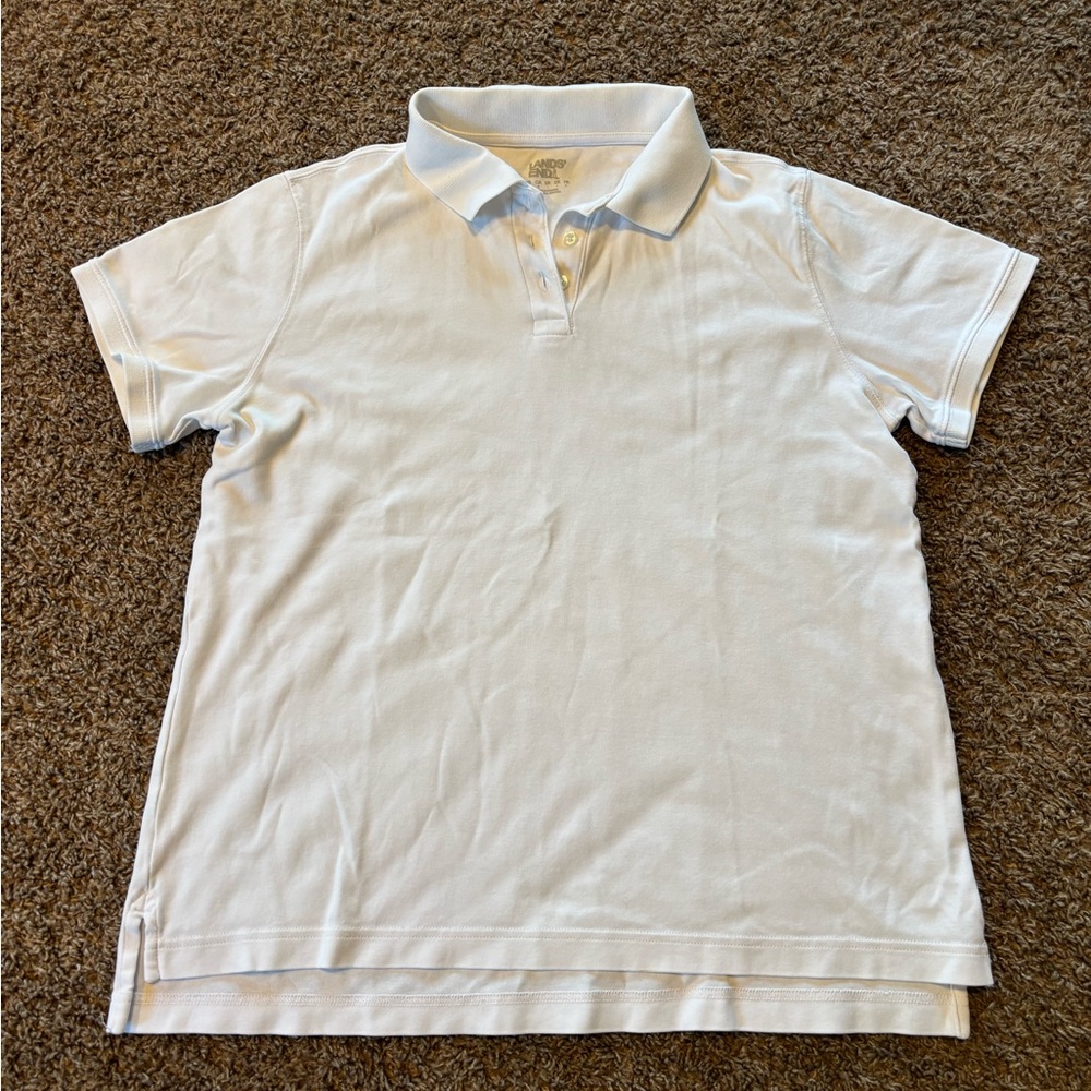 Lands’ End Women’s Uniform White Polo Shirt Size L